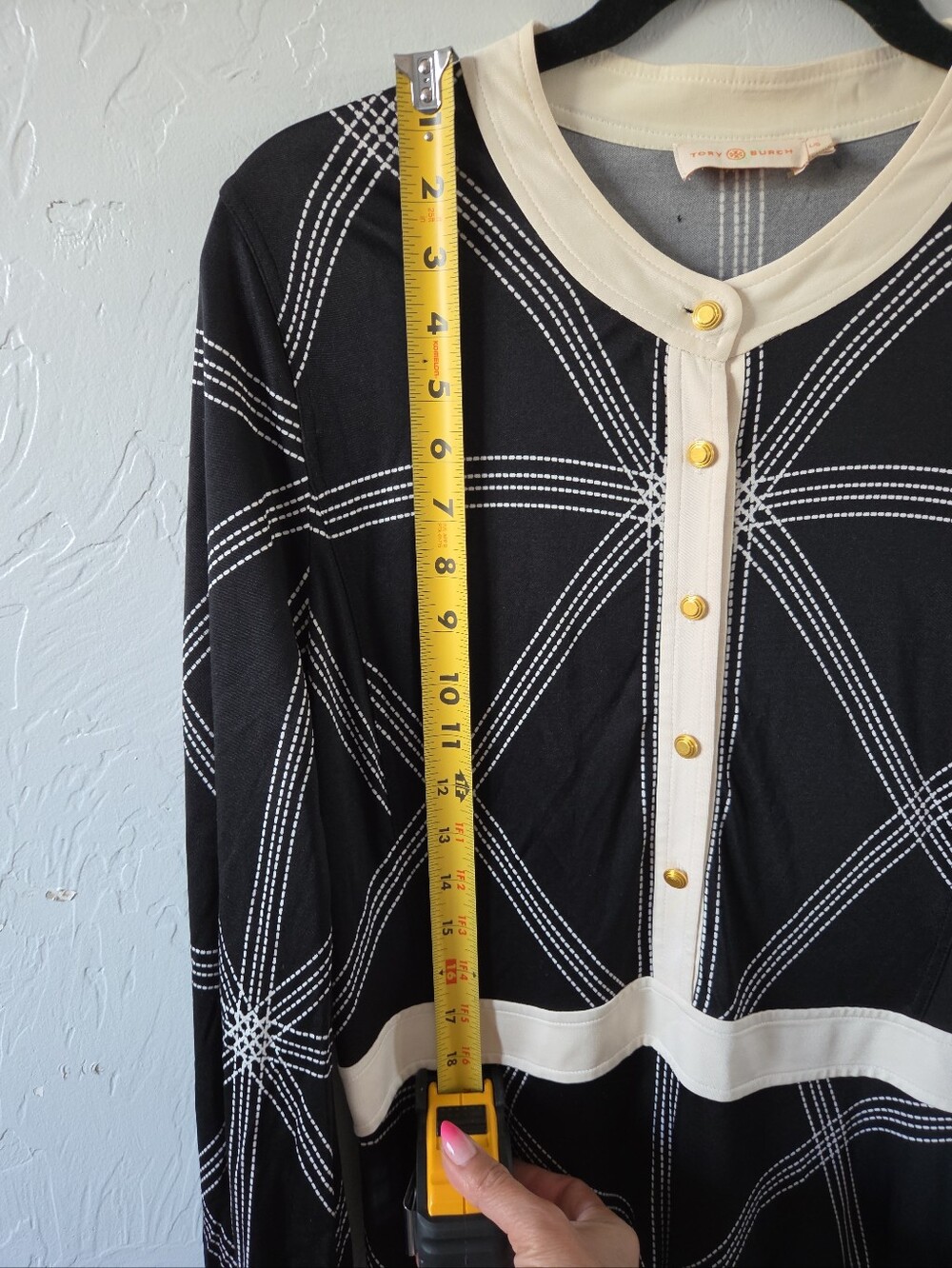 Tory Burch Maxi Dress L Geometric Mod Quiet Luxury Preppy - Picture 14 of 15